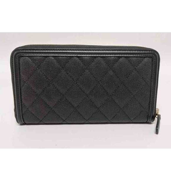SOLD Chanel Black Filigree Zip Around Wallet - Picture 2 of 5